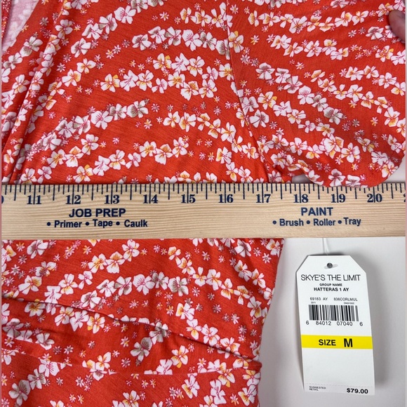 NWT Skye’s The Limit Women’s Size M Jumpsuit Orange White Floral Flutter 0098 - Picture 4 of 7